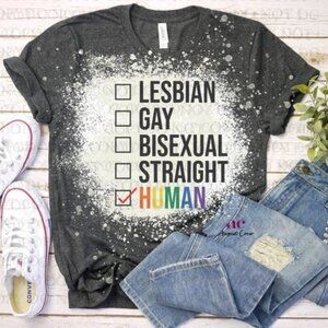 Human   | Pride |lgbtqia+ Bleach Dyed T Shirt